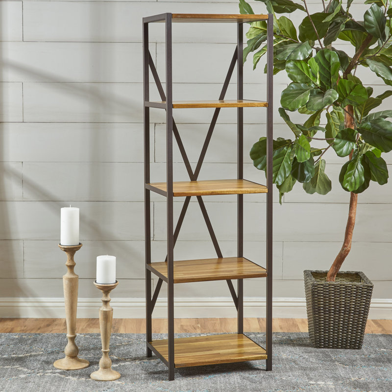 Gracie Oaks Burville 56.5" H Solid Wood Etagere Bookcase & Reviews